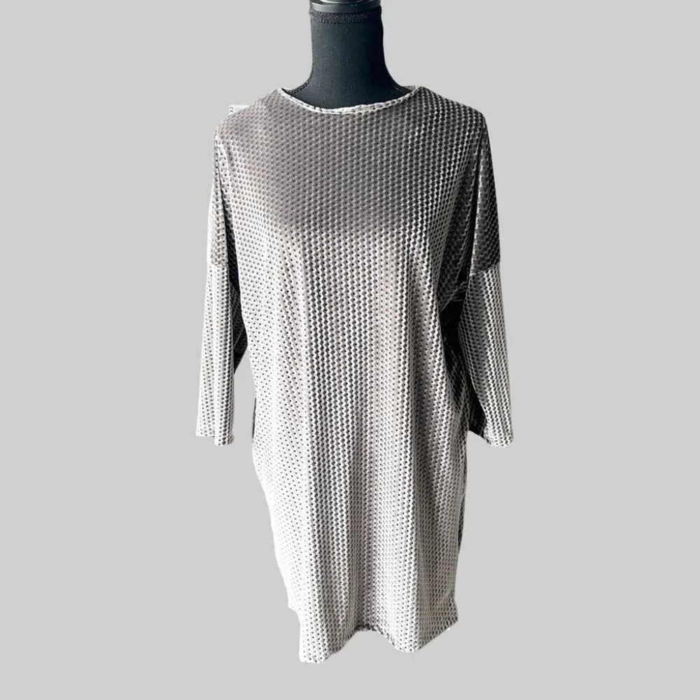 Zara Soft Smooth Velvet Zic Zac Textured Dolman Sleeve Tunics